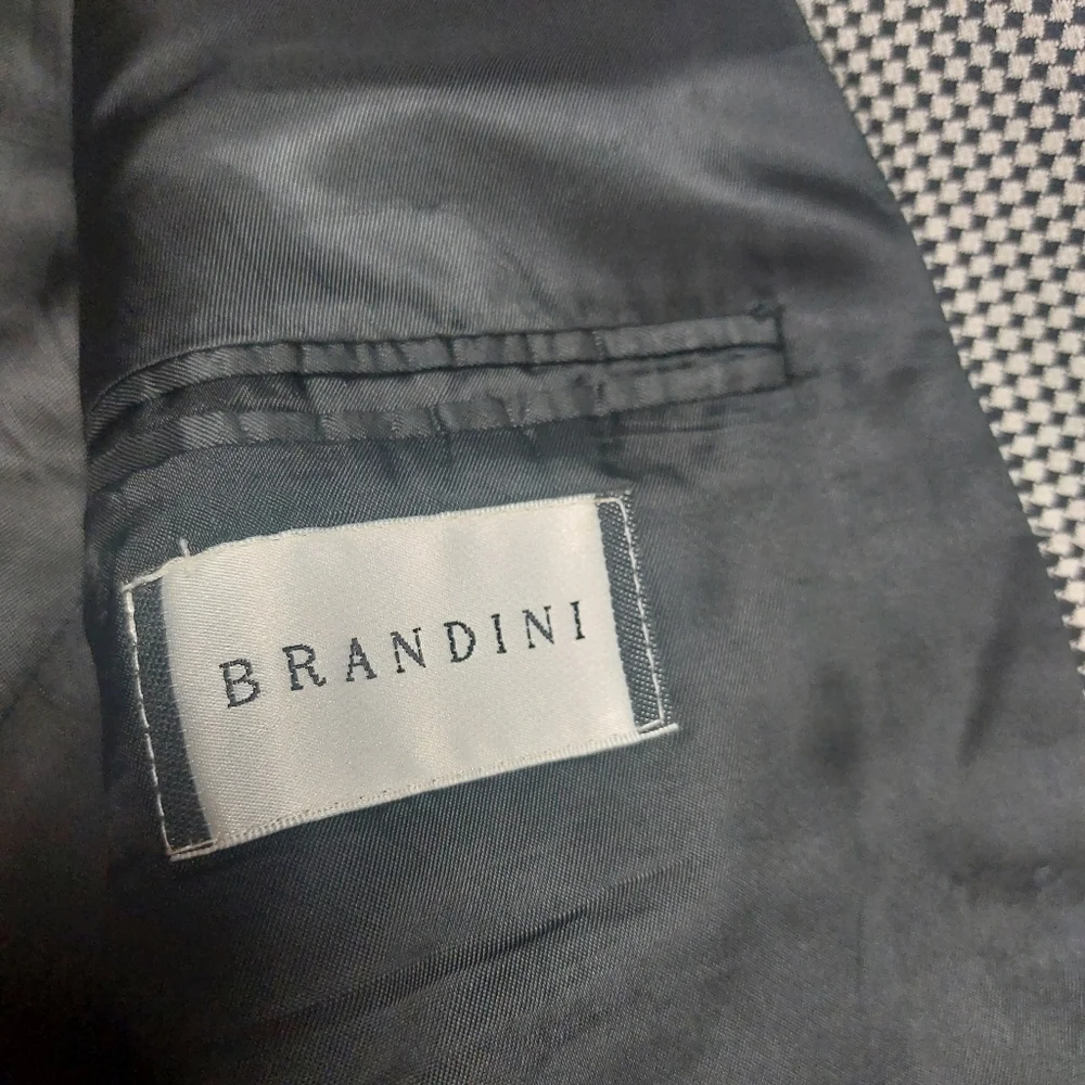 BRANDINI 100% Genuine Wool Men's Black and White Jacket Size 44L